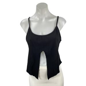 NEW Urban Outfitters Crusada Flyaway Black Split Slip Cami Tank Crop Top Size L
